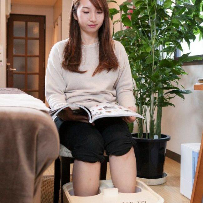 足湯で温め